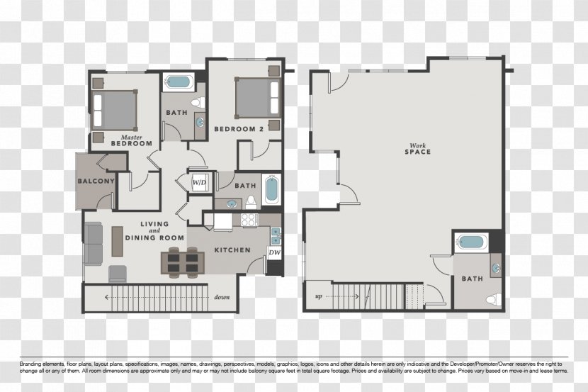 Floor Plan House The Galloway Apartments - Schematic - Those Things In BedroomFor Quarre Transparent PNG