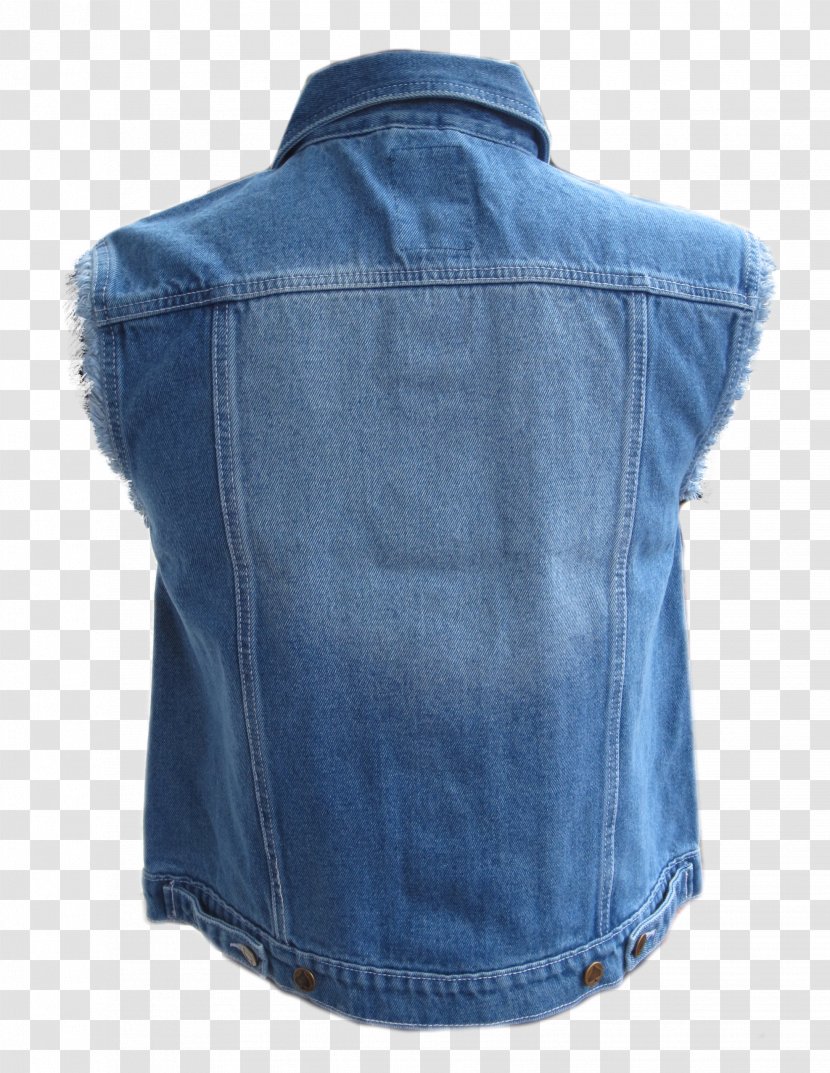 Gilets Denim Cobalt Blue Jacket Sleeve - Outerwear Transparent PNG