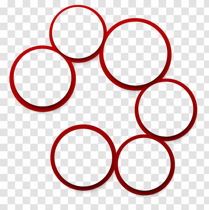 Circle Red - White - Six Rings Transparent PNG
