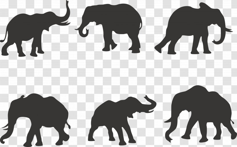 African Elephant Silhouette Indian - 6 Vector Transparent PNG
