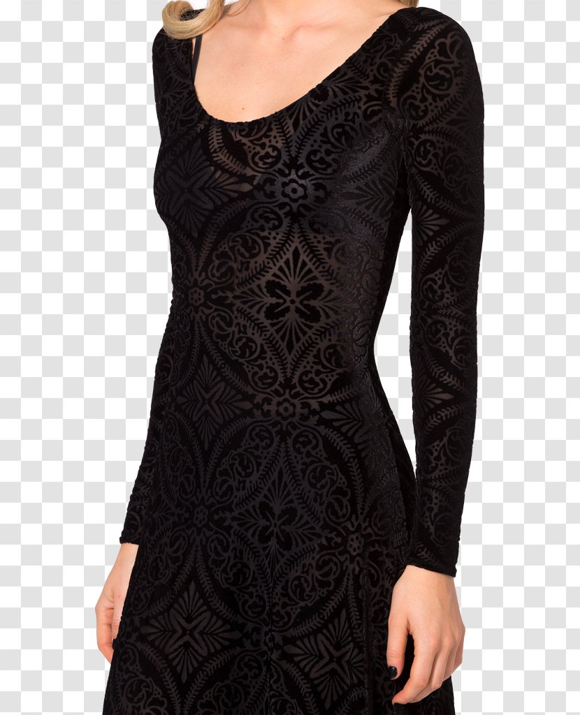 Little Black Dress Velvet Sleeve Evening Gown Transparent PNG