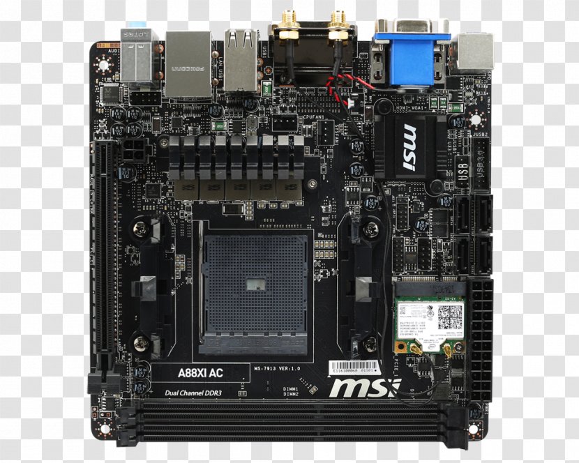 Motherboard Mini-ITX Socket FM2+ MSI - Serial Ata Transparent PNG