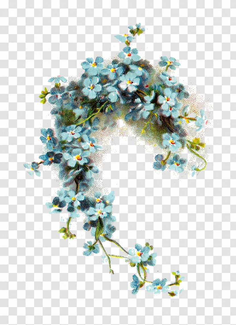 Blue Flower Clip Art - Branch - Forget Me Not Image Transparent PNG