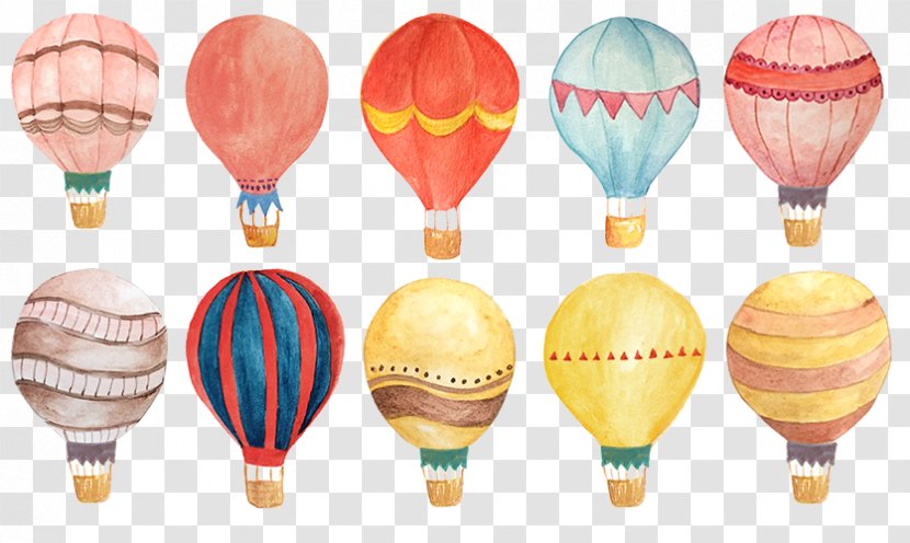 Watercolor Painting Hot Air Balloon - Hand-painted Transparent PNG