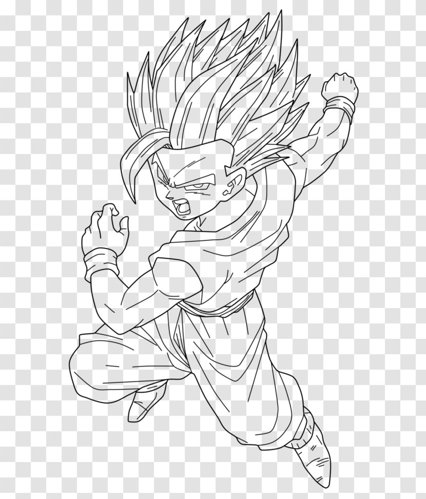 Gohan Trunks Goku Drawing Line Art - Black - Dragon Ball Transparent PNG