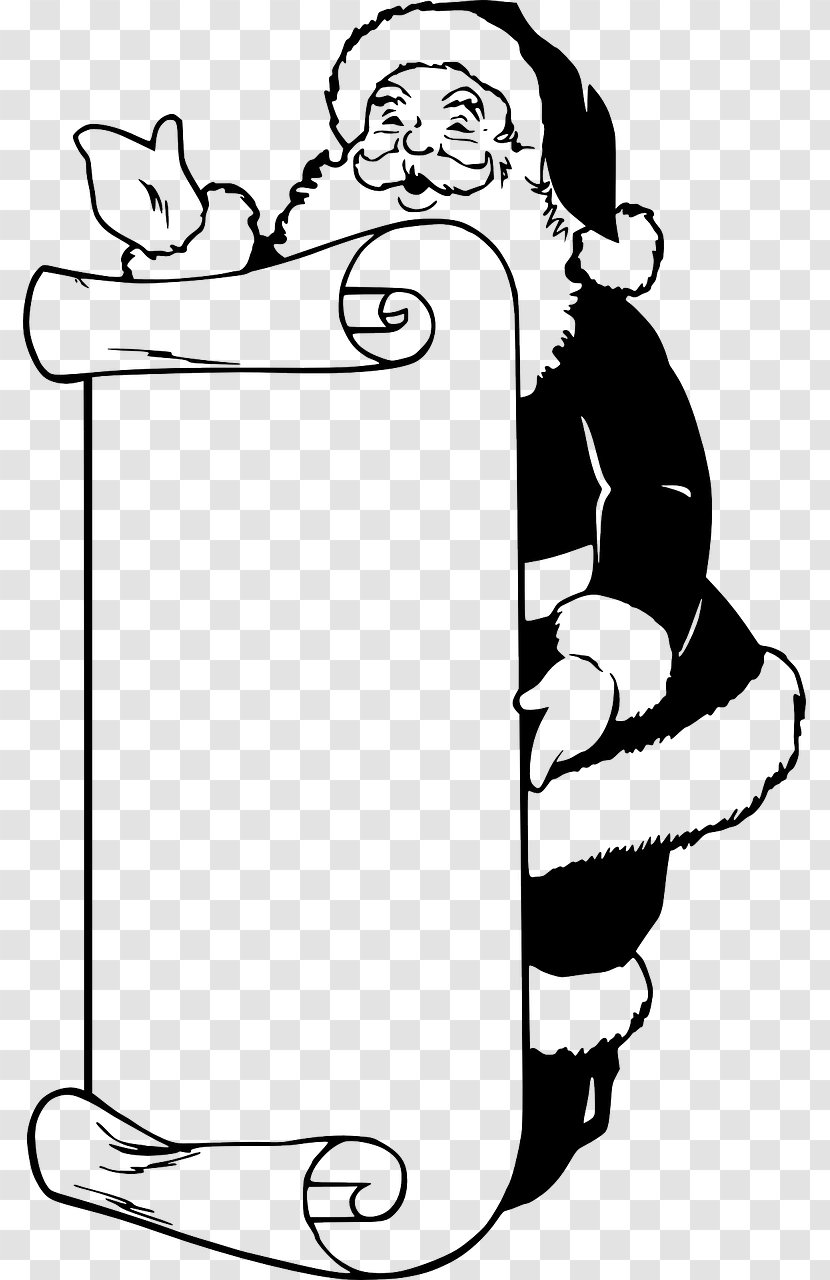 Santa Claus Black And White Clip Art Transparent PNG