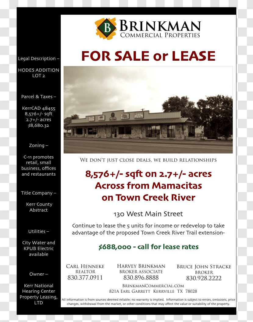 Spence Street Commercial Property Real Estate Kerrville Public Utility Board Google View - Realtor Flyers Transparent PNG