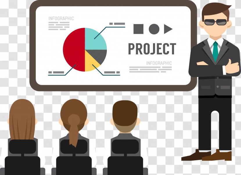 Presentation Businessperson Infographic Illustration - Communication - Business Cartoon Vector Material Transparent PNG