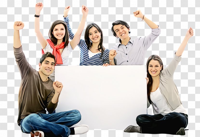 Social Group Youth Fun Friendship Cheering - Sitting Smile Transparent PNG