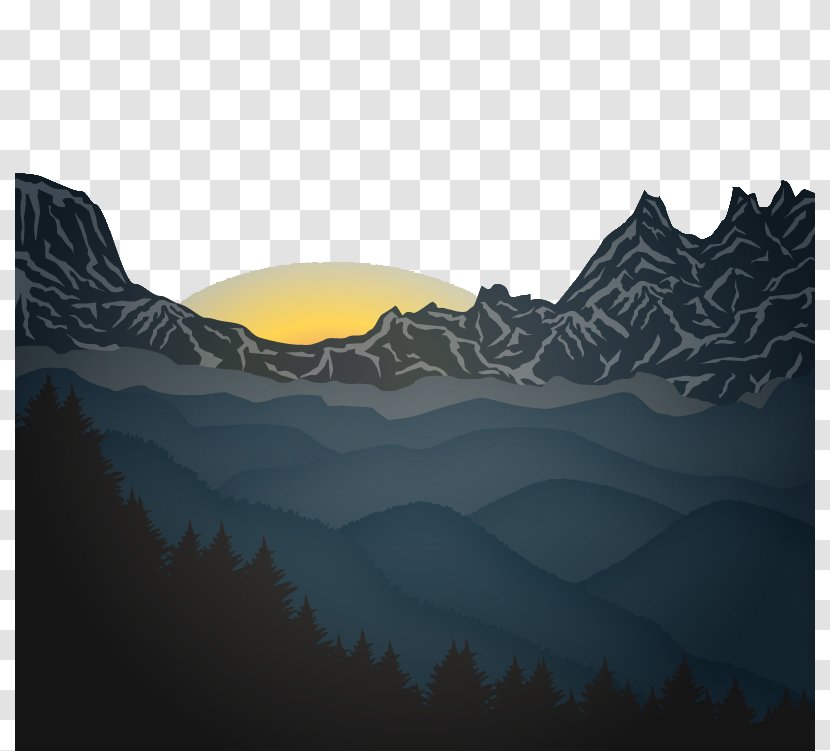Sunrise Mountain Euclidean Vector - Point - Scenery Material Transparent PNG