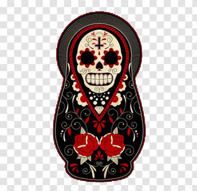 Calavera Day Of The Dead Matryoshka Doll Mexican Cuisine Tattoo - Death - Humanoid Skull Bones Transparent PNG