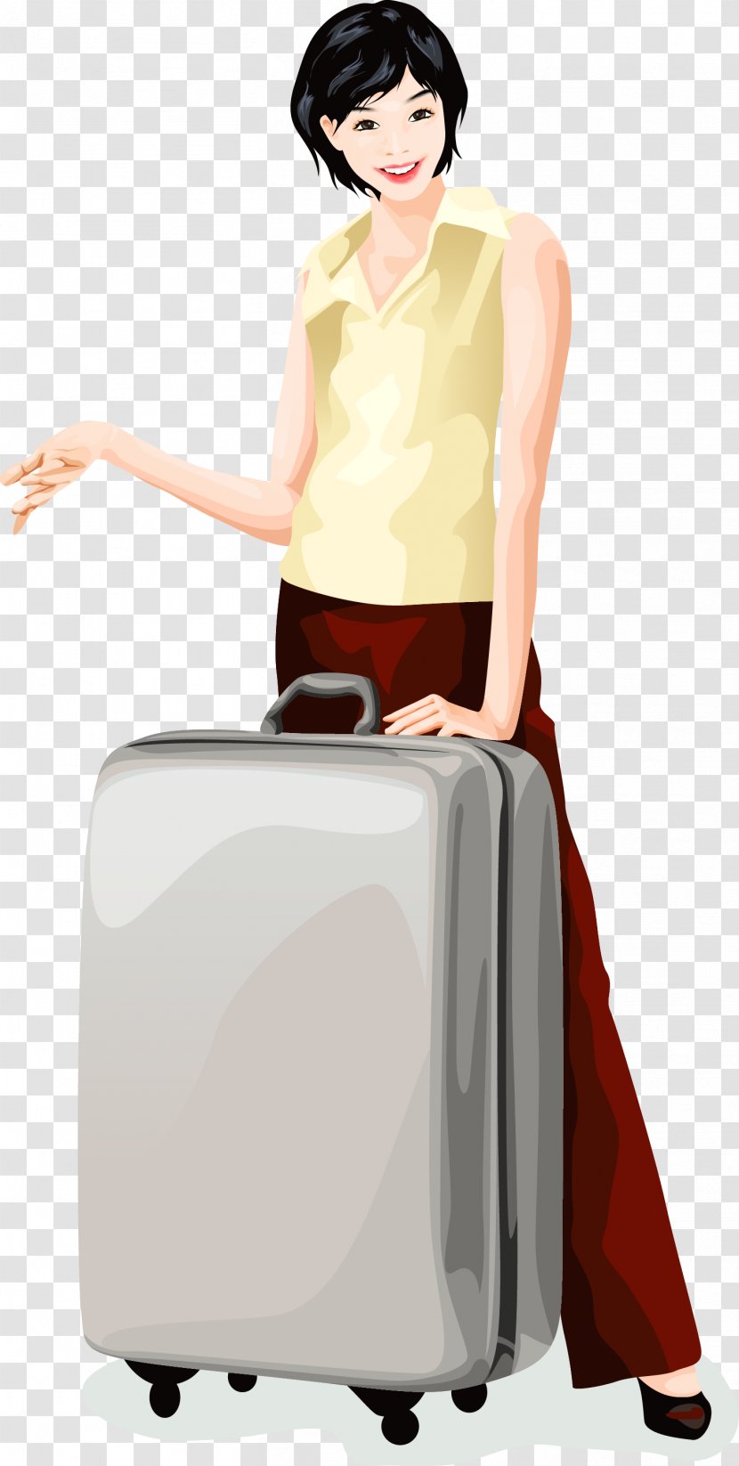 Baggage Travel Suitcase Photography - Frame - Vector Hand-painted Women Get That Box Transparent PNG