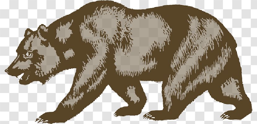 California Republic Flag Of Grizzly Bear - Premium Tshirt - Brown Transparent PNG