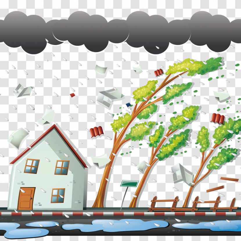 Thunderstorm Wind Clip Art - Vector Typhoon Came Transparent PNG