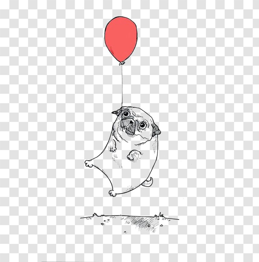 Shar Pei Pug Bulldog Border Collie Balloon Dog - Frame - Hand Painted Sketch Transparent PNG