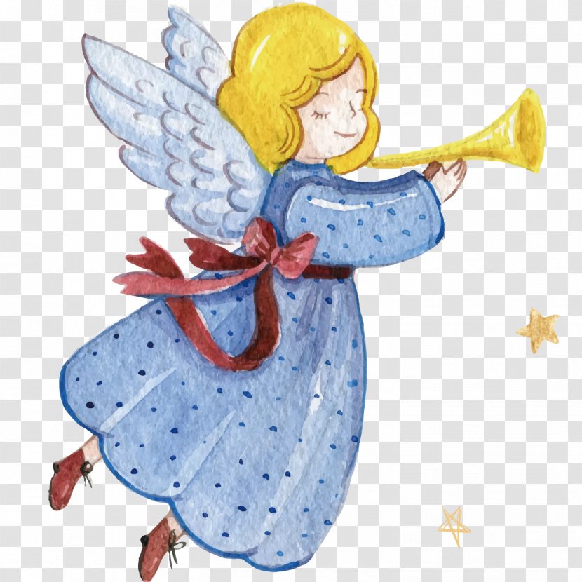 Christmas Illustration - Heart - Angel Trumpet Watercolor Background Transparent PNG