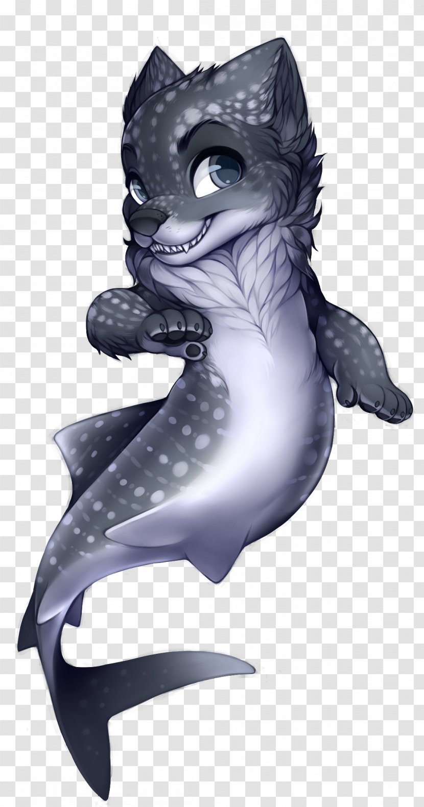 Gray Wolf Cat Mermaid Black Tail - Costume Transparent PNG