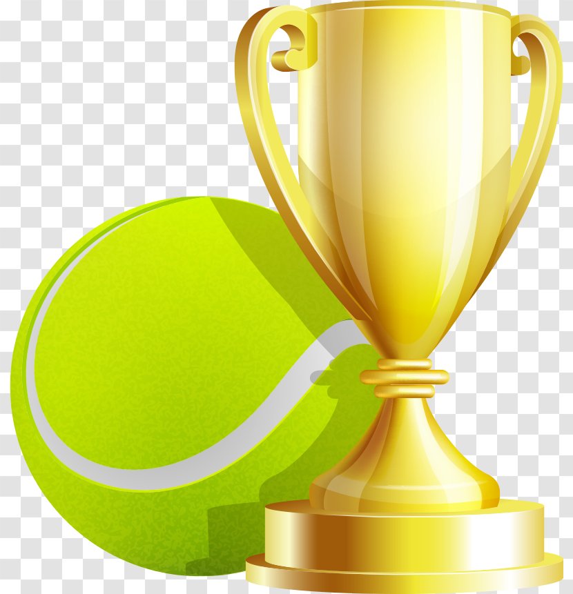 Tennis Ball Trophy Cup - Vector And Transparent PNG