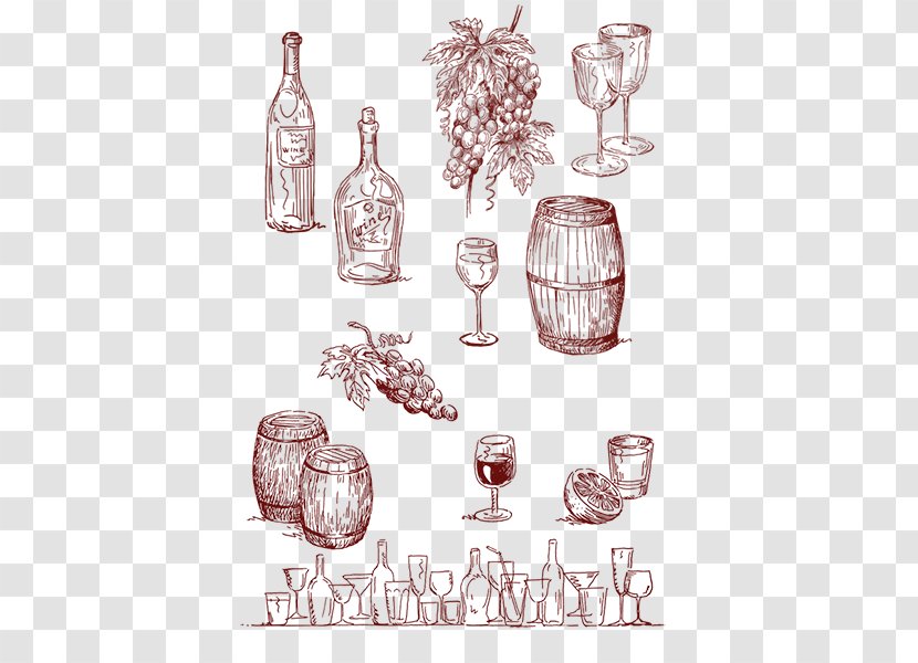 Red Wine - Text - Hand Drawn Drinks Transparent PNG