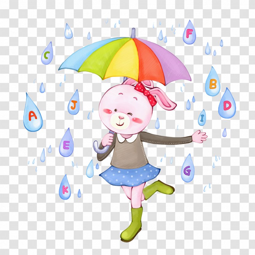 Umbrella Clip Art - Cartoon - Raindrops Bunny Transparent PNG