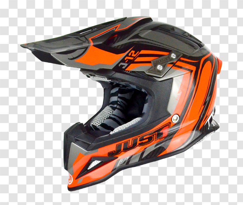 Motorcycle Helmets Just1 Unit MX Helmet Carbon Fibers Motocross - Orange Transparent PNG