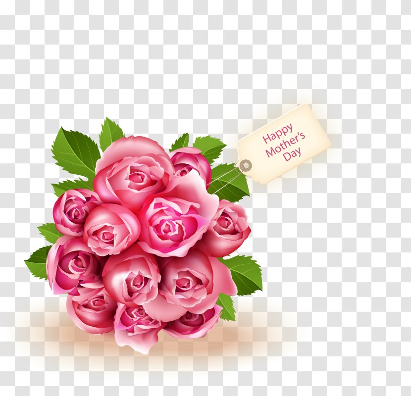 Mothers Day Wish Morning Love - Mother's Bouquet Of Pink Roses Vector Transparent PNG