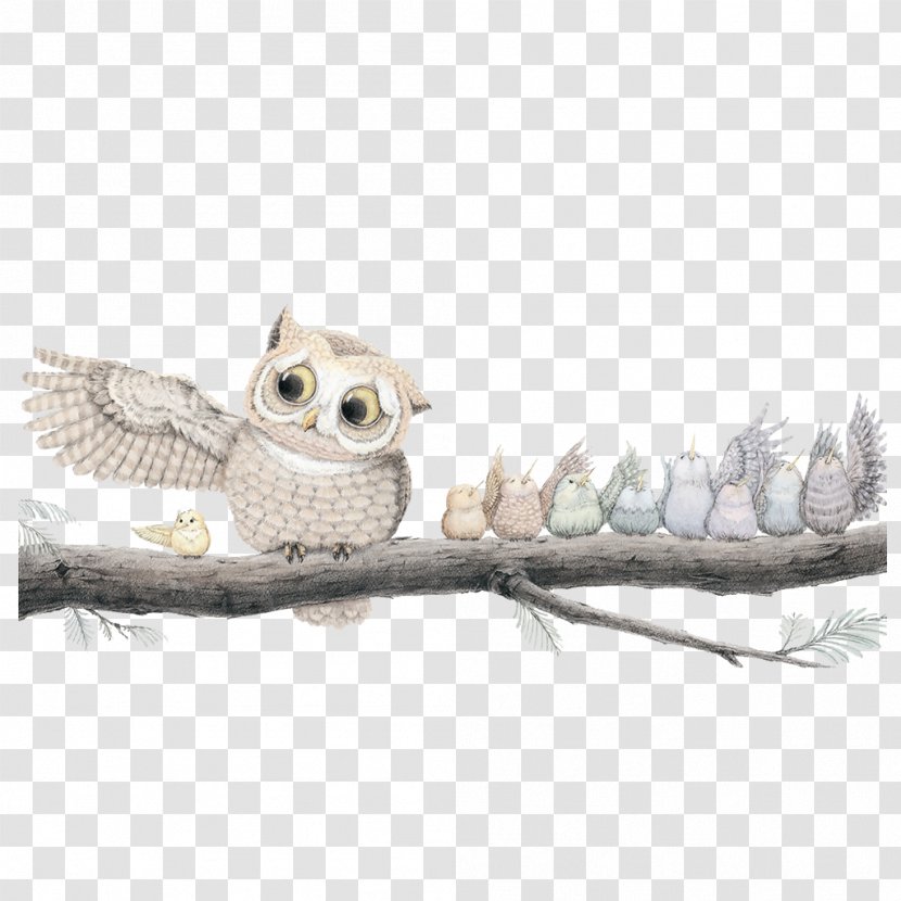 Drawing Cuteness - Windows Metafile - Owl Standing On A Tree Transparent PNG