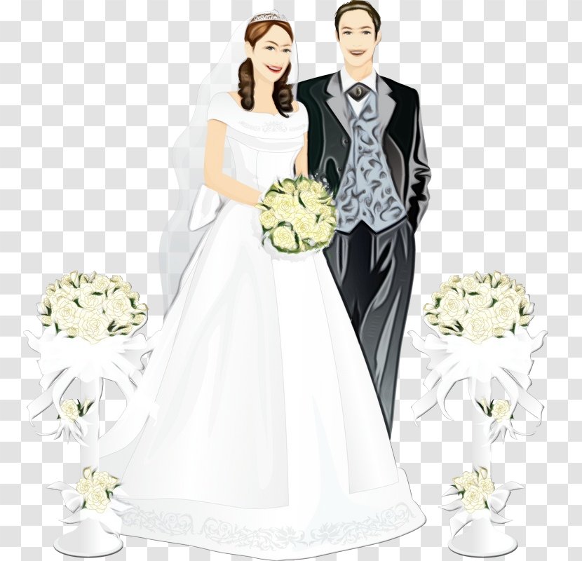 Bride And Groom Cartoon - Wedding Ceremony Supply Sleeve Transparent PNG
