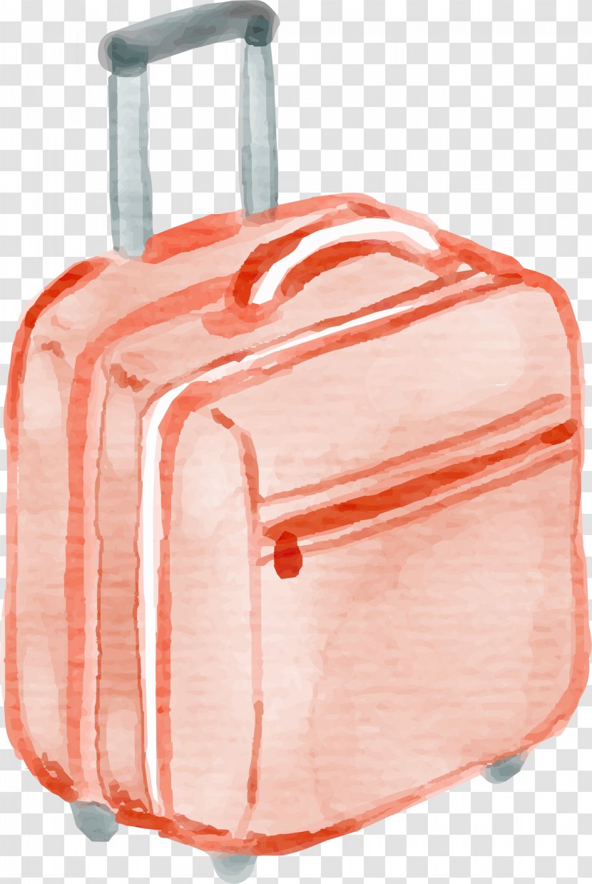 Suitcase Watercolor Painting Baggage Drawing - Red - Hand Drawn With Transparent PNG
