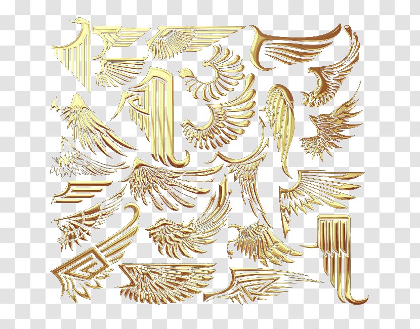 Gold Engraving Wings - Drawing - Metal Transparent PNG