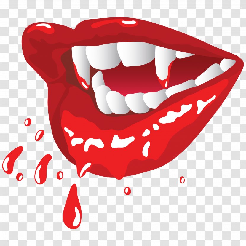 Tooth Lip - Heart - Vampire Teeth Transparent PNG