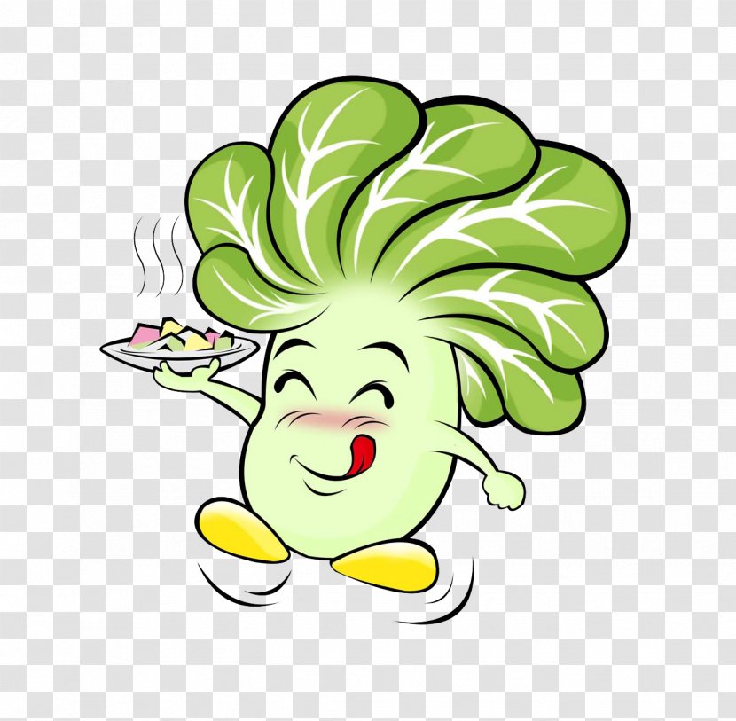 Cartoon Vegetable Chinese Cabbage - Flower - Cute Waiter Transparent PNG