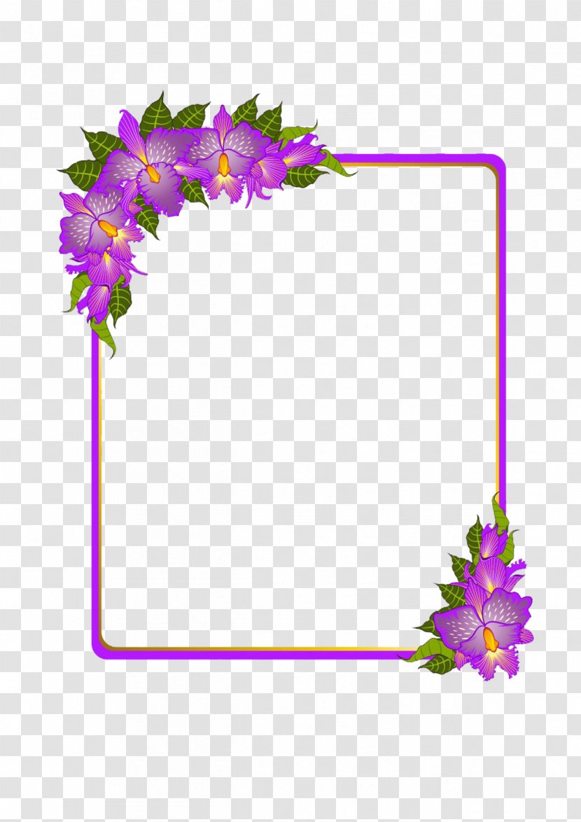 Flower Royalty-free - Flowering Plant - Purple Floral Border Transparent PNG