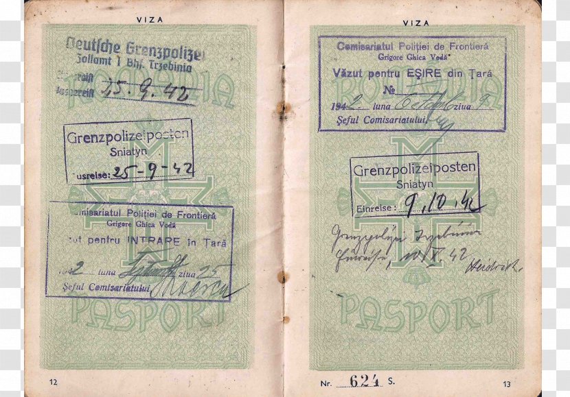 Second World War Romanian Passport Document - Romania Transparent PNG