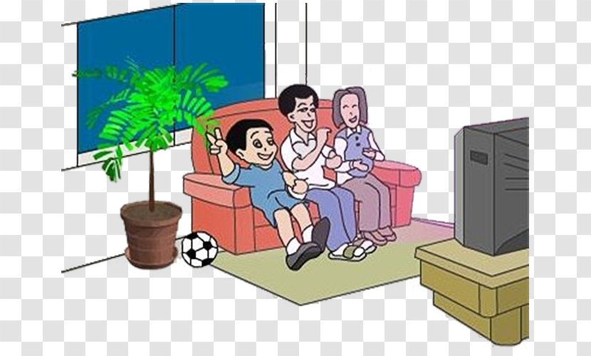 Television Cartoon Clip Art - Youtube - Family Watching TV Transparent PNG