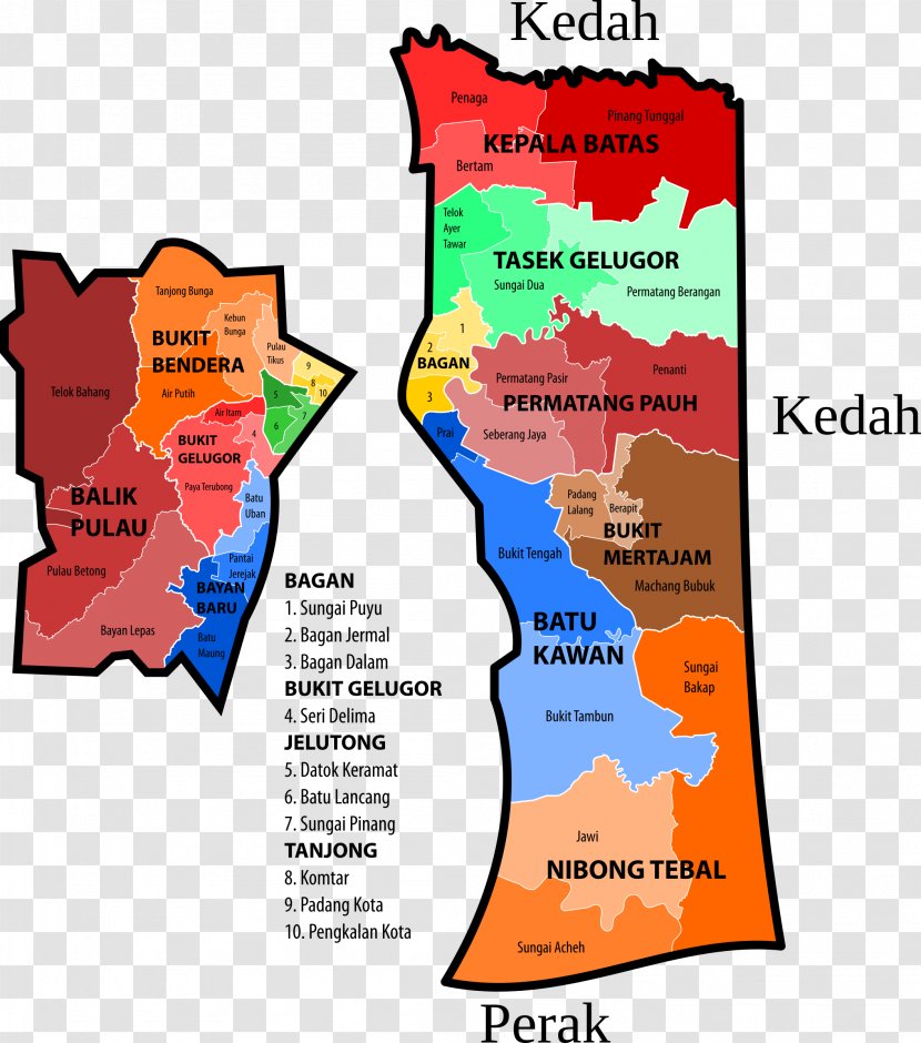 George Town Clip Art Election Perak - Penang Island - Map Transparent PNG