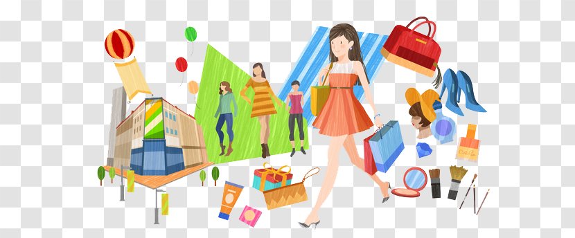 Cartoon Shopping Illustration - Photography - Women Transparent PNG