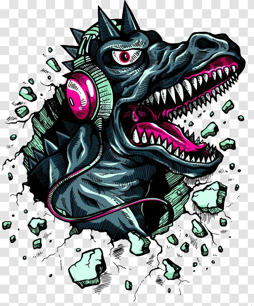 Tyrannosaurus T-shirt Dinosaur Headphones Clothing - Pajamas Transparent PNG