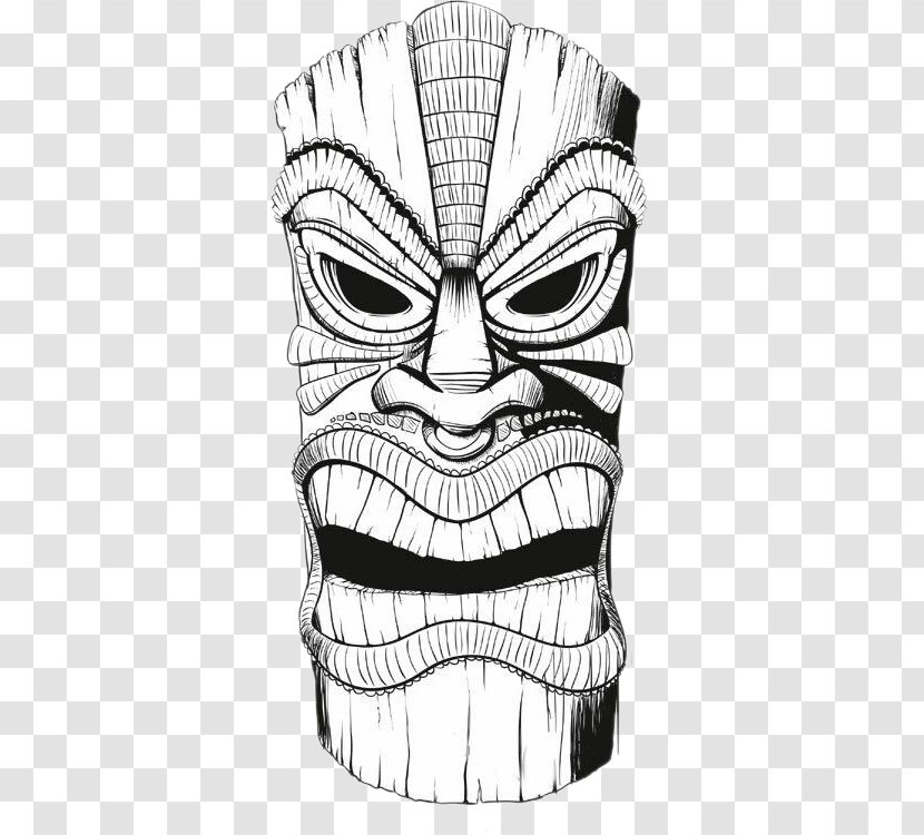 Tiki Polynesia T-shirt Drawing Mask - Mu0101ori Language - Wooden Toys Transparent PNG