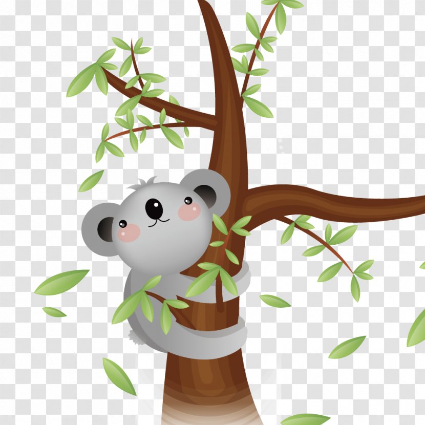 Koala Illustration - Vertebrate - Hugging A Tree Transparent PNG