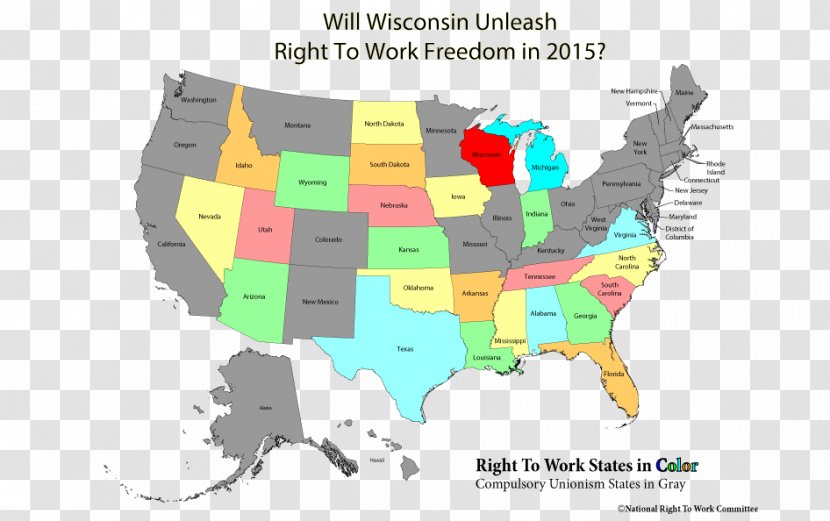 Right-to-work Law Wisconsin U.S. State Indiana Kentucky - United States Of America - Map Transparent PNG