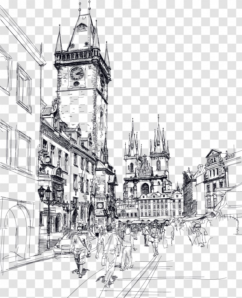 Old Town Square Charles Bridge Sketch - Arch - Europe And The United States Drawing Free Transparent PNG