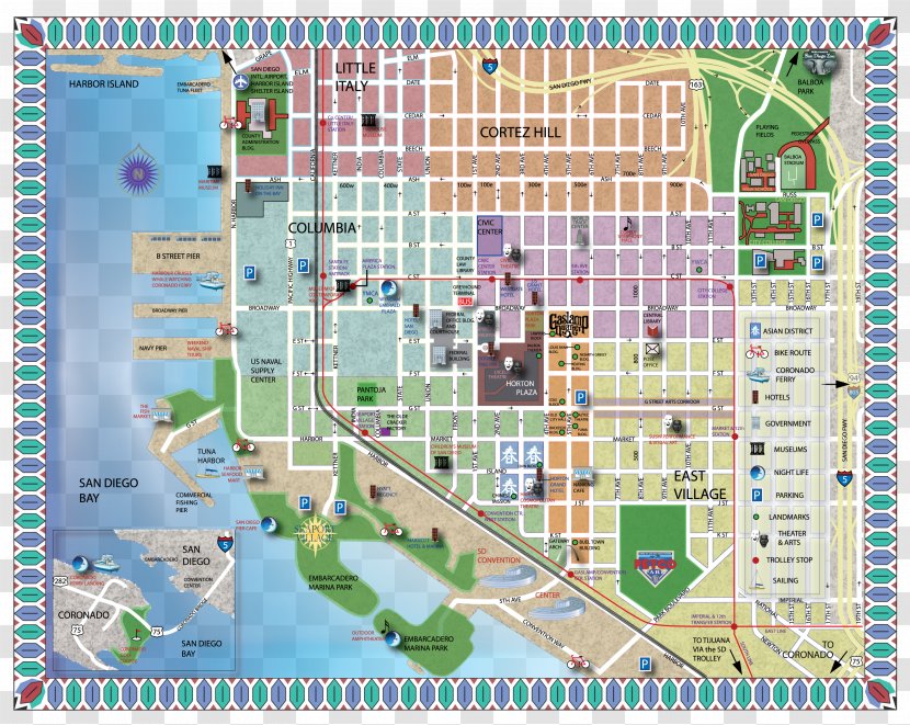 Map Tourist Attraction Pacific Ambulance San Diego Downtown, City - Neighbourhood Transparent PNG
