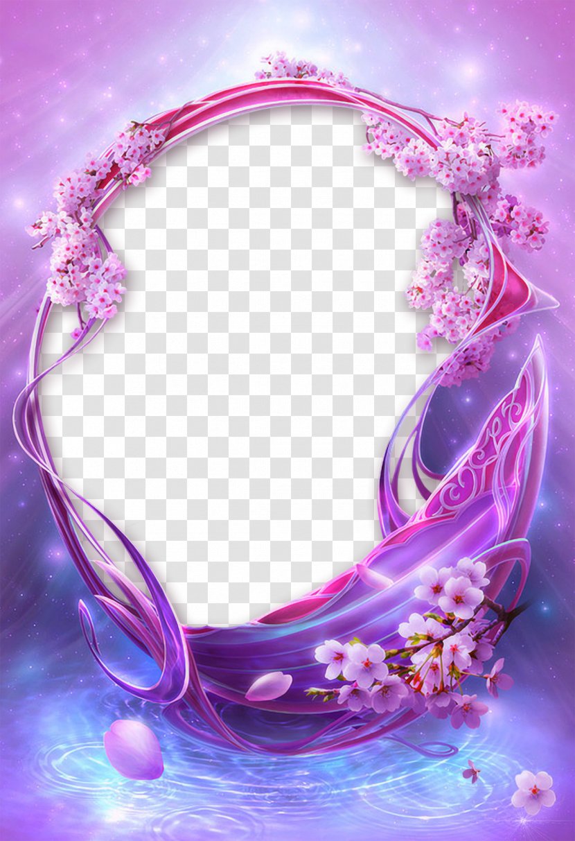 Picture Frame Flower Purple - Magenta - Border Album Transparent PNG