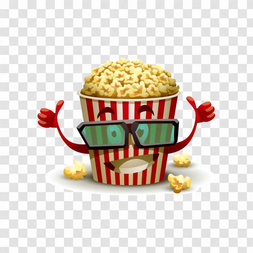 Popcorn Cinema 3D Film Cartoon - Vector With Transparent PNG