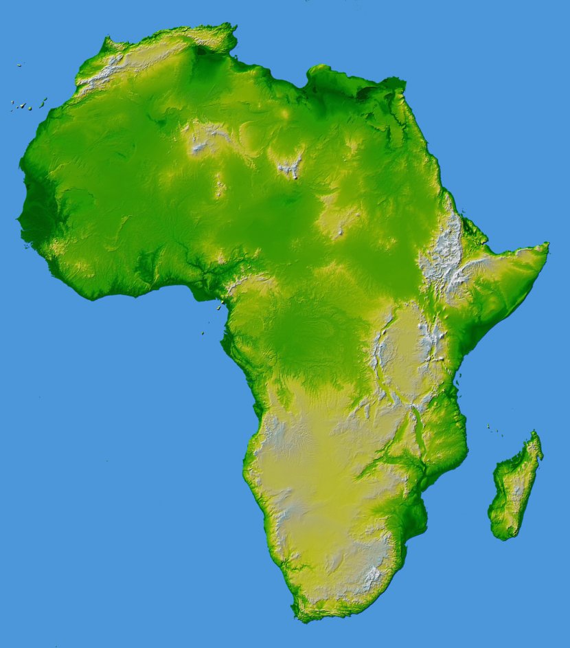 Africa Topographic Map World Elevation - Digital Model Transparent PNG