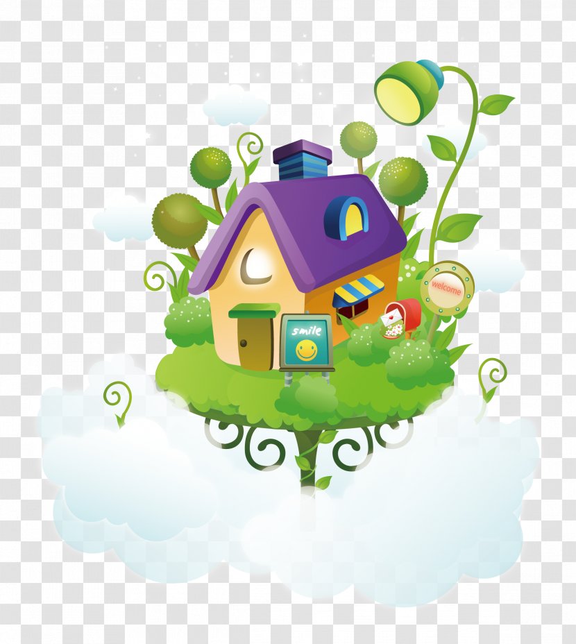 Cartoon House - Suspended Island Transparent PNG