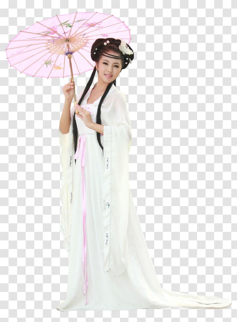 Oil-paper Umbrella White Pink Costume - Fashion Transparent PNG