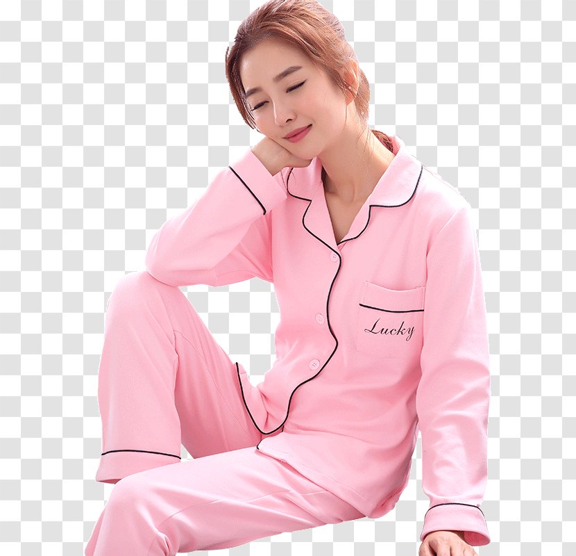 Pajamas Shoulder Pink M Sleeve Outerwear - New Autumn Products Transparent PNG