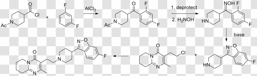Chemical Synthesis Grepafloxacin Risperidone Fluoroquinolone Compound - Monochrome Photography - Point Transparent PNG